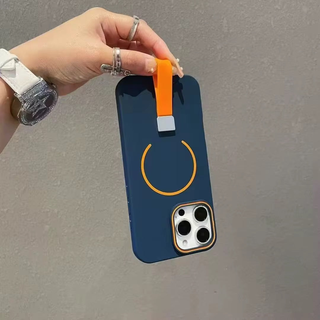 Coque Magnétique Magsafe pour iPhone avec Lanière Intégrée – Étui en TPU Givré Antichoc pour iPhone 11 à 17 Pro Max