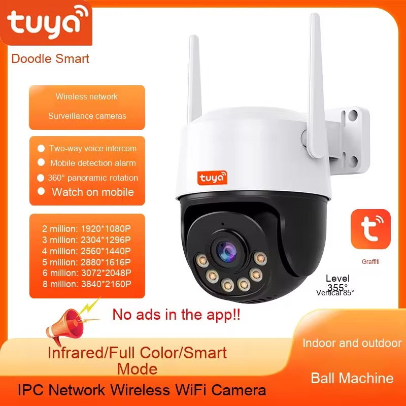 Caméra de Surveillance WiFi Tuya Smart Life 5MP – Extérieure, Vision Nocturne Couleur, Panoramique 360°, Interphone Bidirectionnel & Détection de Mouvement