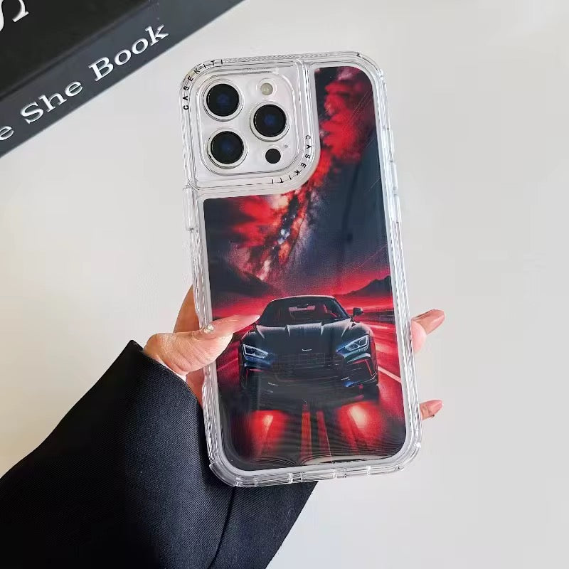 Protection iPhone Hybride TPU+PC – Design Personnalisé Époxy avec Protecteur Caméra