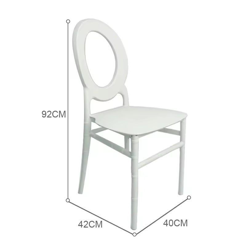 Chaise de Mariage Ovale Moderne en Résine Blanche – Dossier en O, Style Chic & Robuste pour Événements, Hôtels et Salle à Manger
