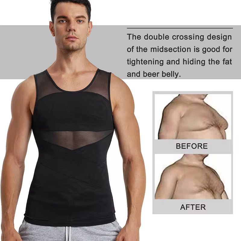 Gaine Amincissante Homme – Débardeur de Compression Ventre Plat & Soutien Dorsal Sans Couture