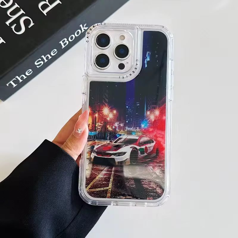 Protection iPhone Hybride TPU+PC – Design Personnalisé Époxy avec Protecteur Caméra