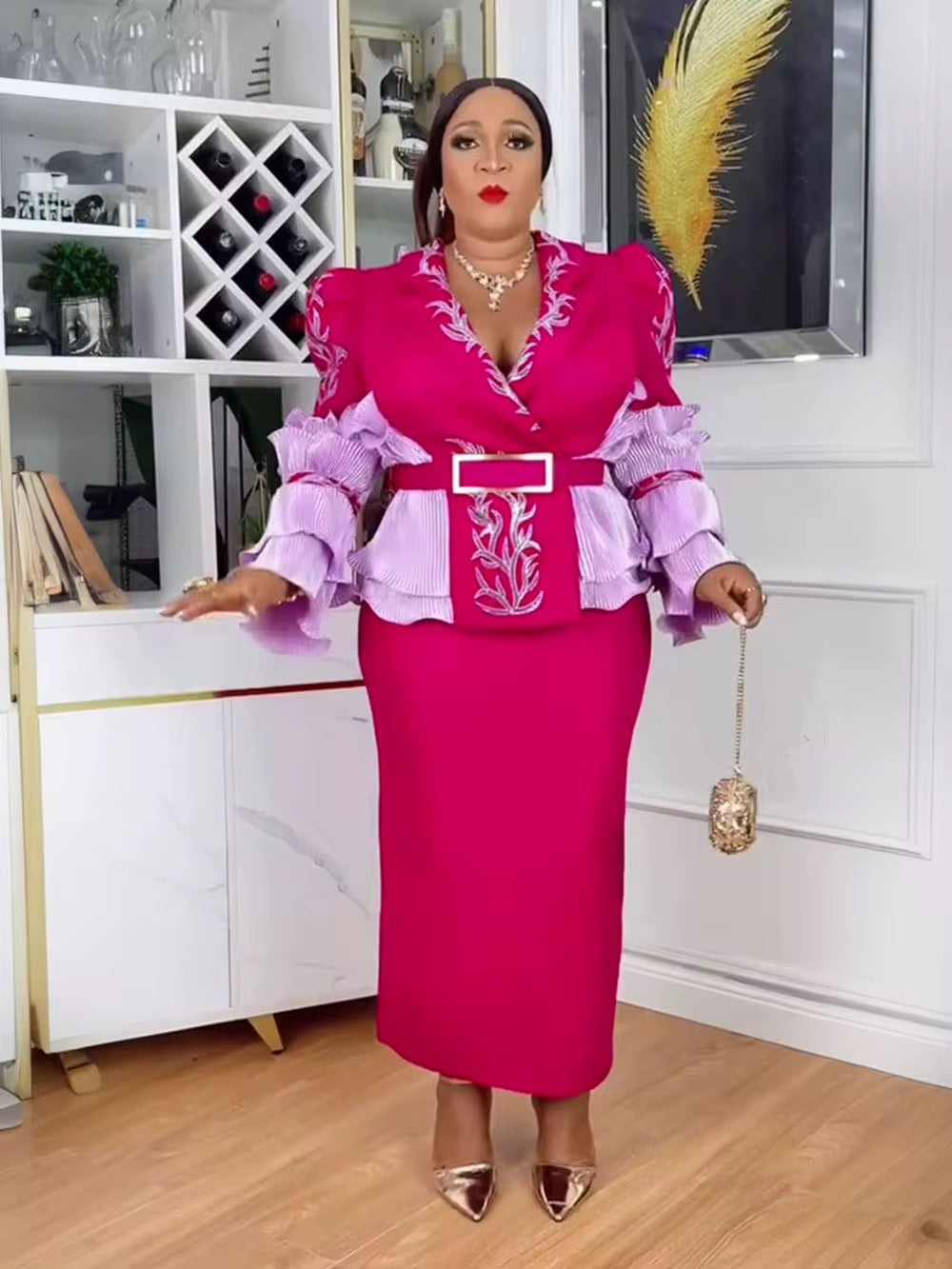 Robe de Soirée Vintage Brodée et Perlée – Style Empire & Manches Volantées