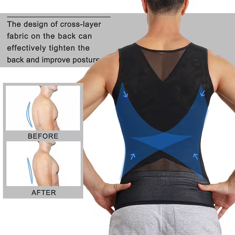 Gaine Amincissante Homme – Débardeur de Compression Ventre Plat & Soutien Dorsal Sans Couture