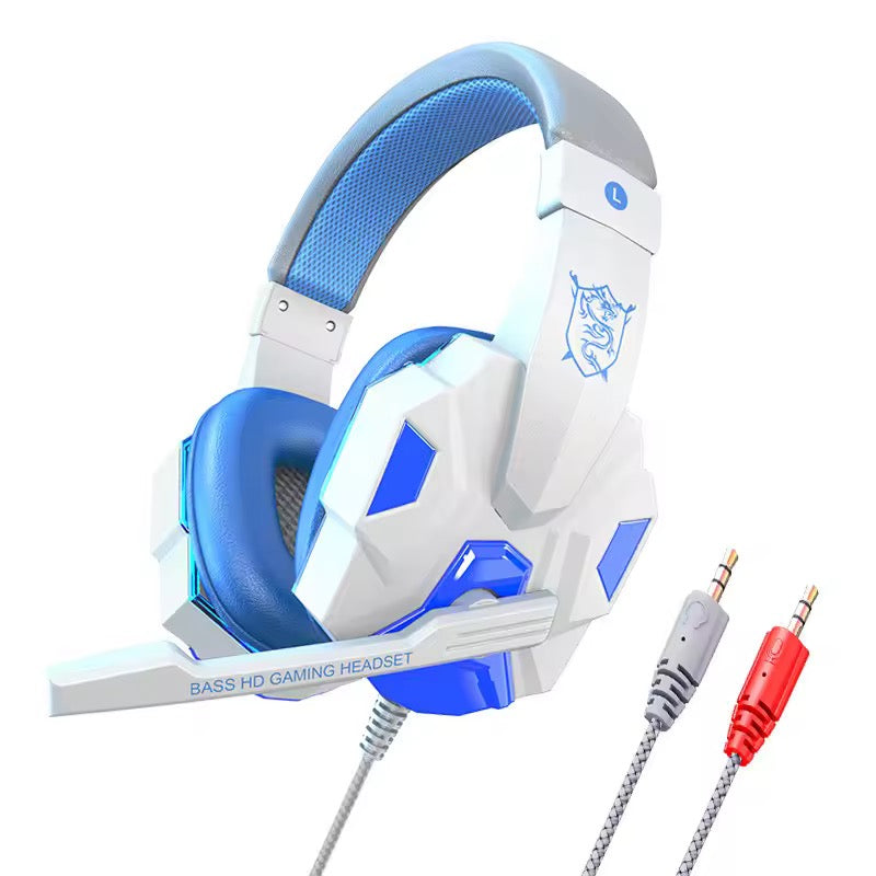 Casque Gaming Filaire ANC – Son Bass HD Immersif avec Micro & Éclairage LED Bleu
