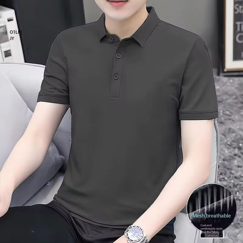 Polo Ultra-Respirant en Soie Glacée pour Homme – Tissu Anti-Transpiration à Séchage Rapide & Coupe Ajustée