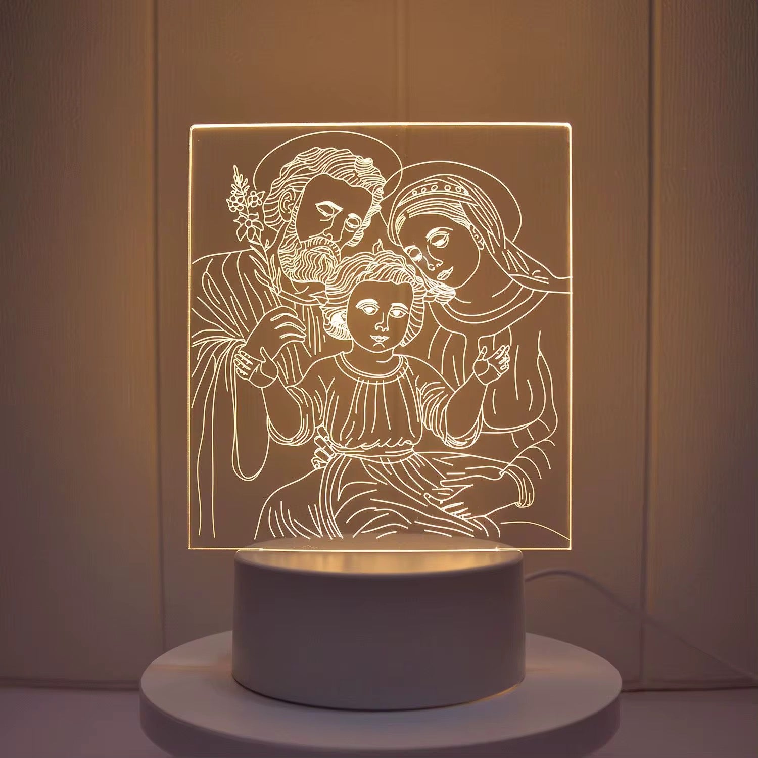 Lampe à Illusion 3D Chrétienne – Décoration Spirituelle USB Haute Qualité