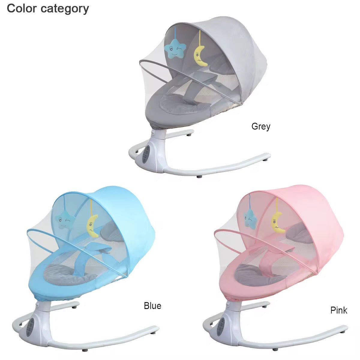 Chaise Berceau Électrique Bébé Multifonction – Balançoire avec Moustiquaire et Jouets