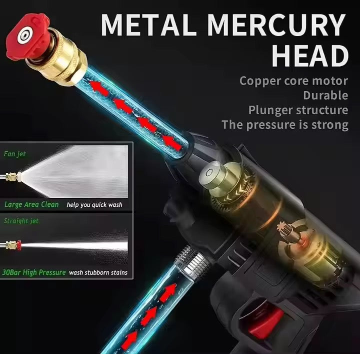 Pistolet de Nettoyage Haute Pression Portable – Kit Complet avec Batterie et Mallette de Transport