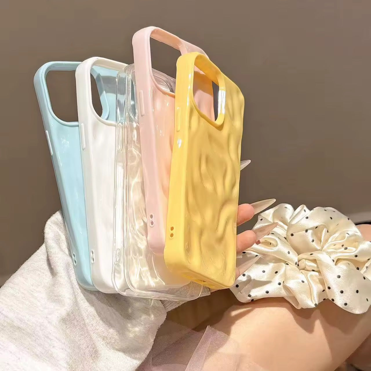 Coque iPhone en TPU 3D Anti-chute – Design Ondulation de l'Eau Couleurs Pastel