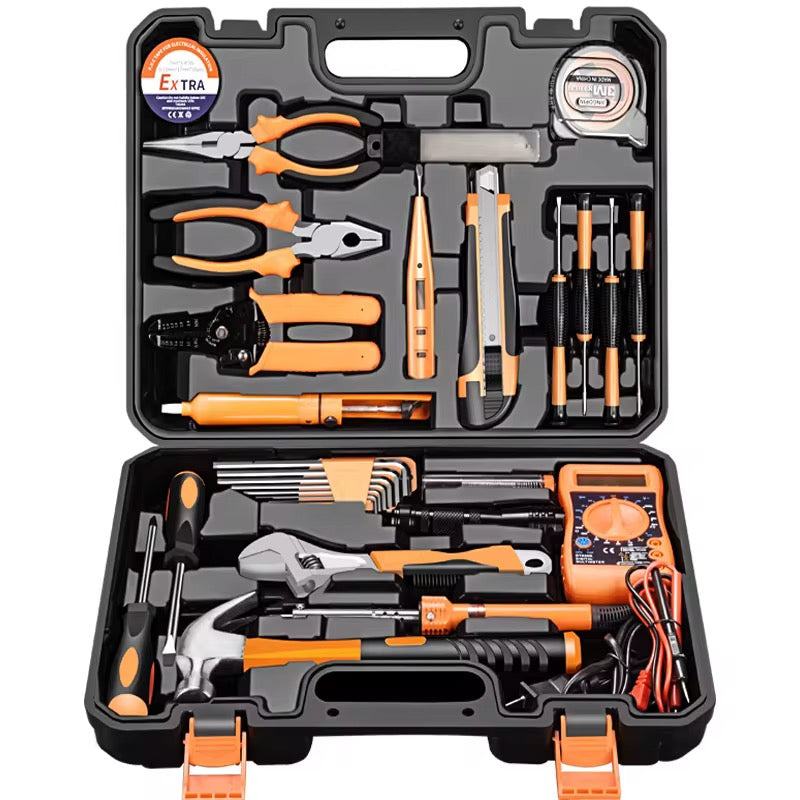 Mallette à Outils Complète 100+ Pièces – Kit de Bricolage Polyvalent pour Maison et Électricité