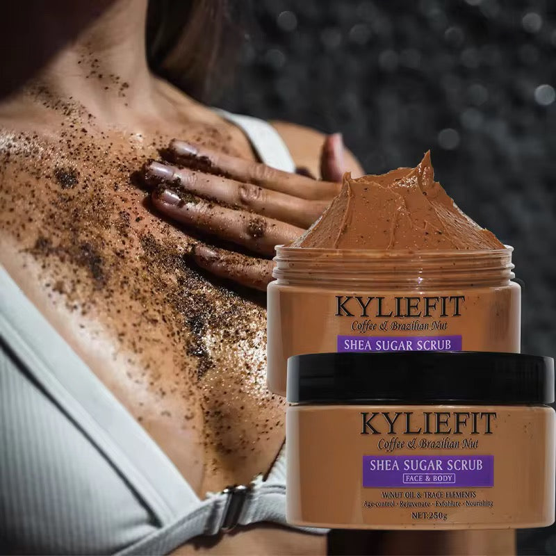 Gommage Corporel Éclaircissant au Café et Sucre – Exfoliant Vegan Multivitaminé "Kyliefit" pour Visage et Corps