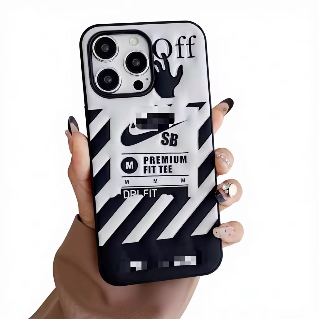 Coque de Protection off-white Design 3D Laser pour iPhone – Protection Antichoc Premium en PC & TPU pour iPhone 11 à 16 Pro Max