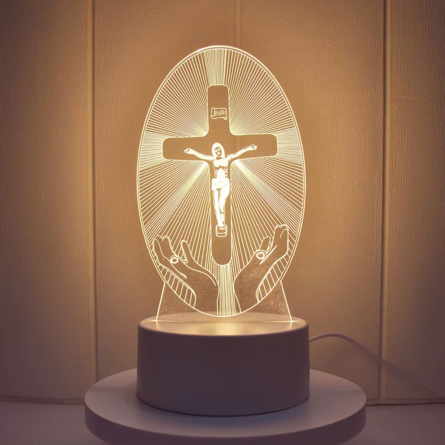 Lampe à Illusion 3D Chrétienne – Décoration Spirituelle USB Haute Qualité