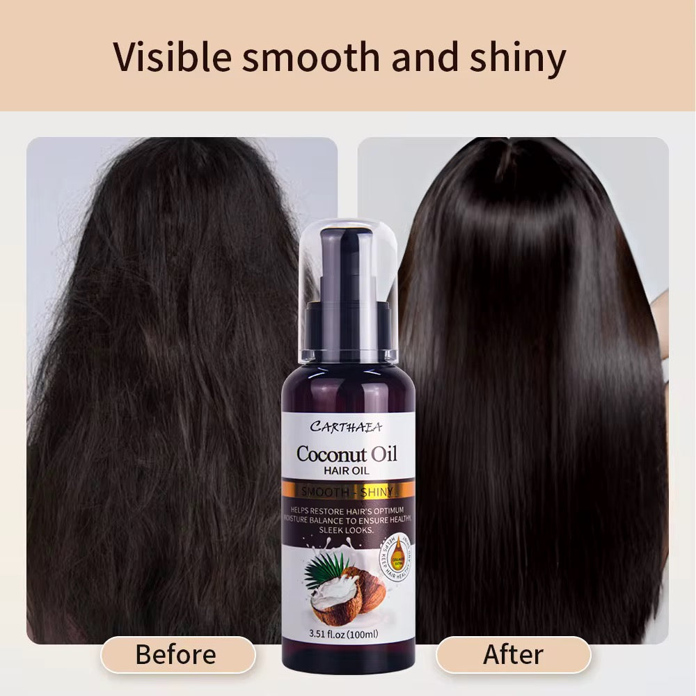 Sérum Capillaire Anti-Frisottis Carthaea – Huile de Coco Bio & Éclat Miroir