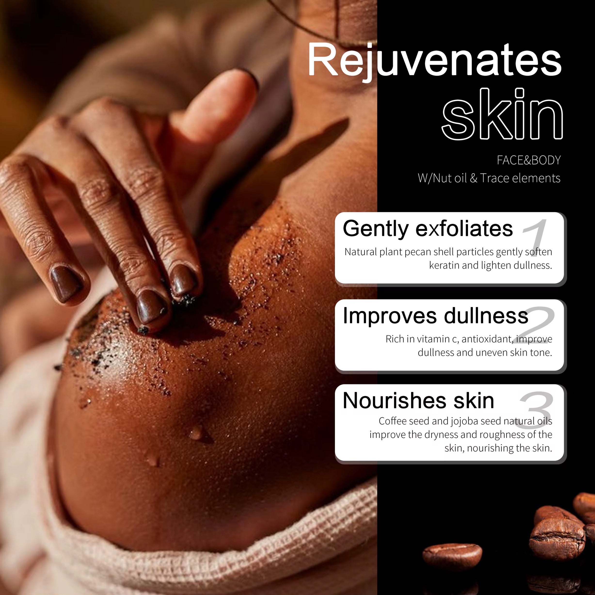 Gommage Corporel Éclaircissant au Café et Sucre – Exfoliant Vegan Multivitaminé "Kyliefit" pour Visage et Corps