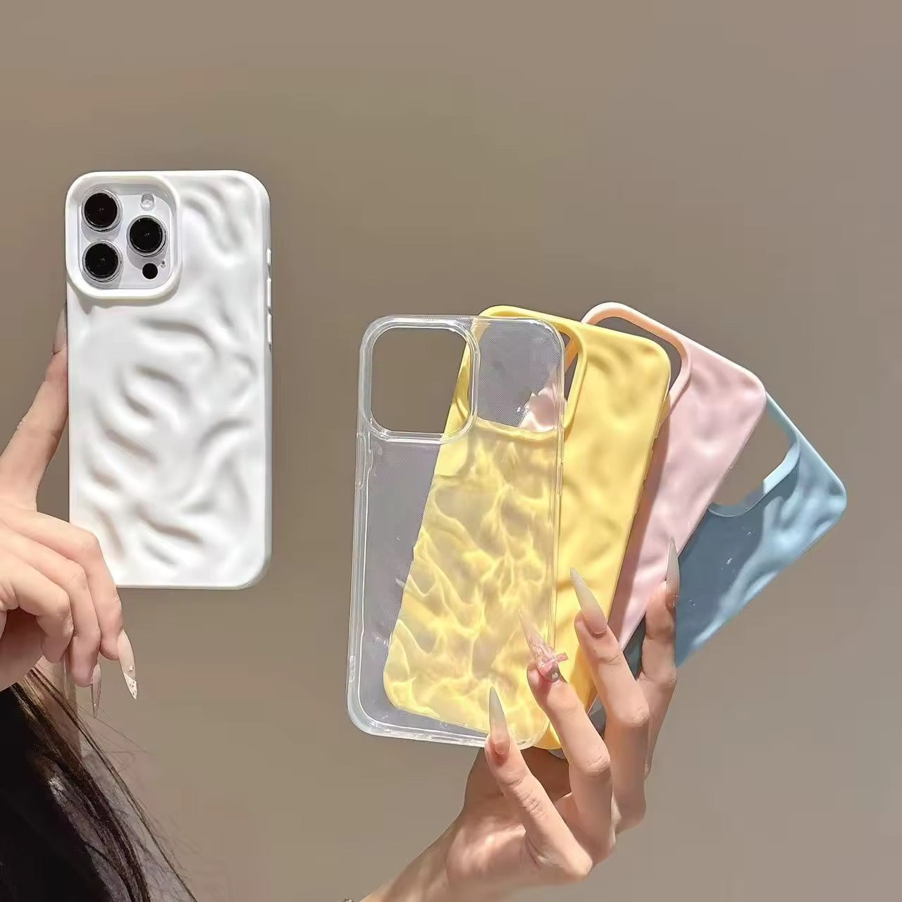 Coque iPhone en TPU 3D Anti-chute – Design Ondulation de l'Eau Couleurs Pastel