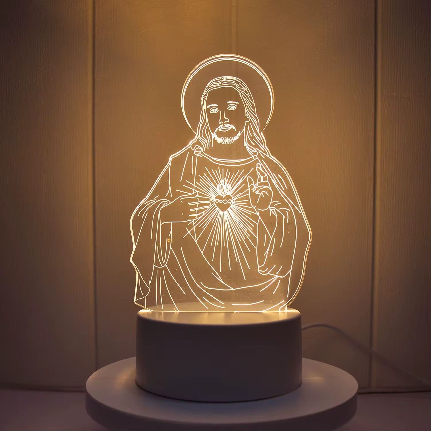 Lampe à Illusion 3D Chrétienne – Décoration Spirituelle USB Haute Qualité