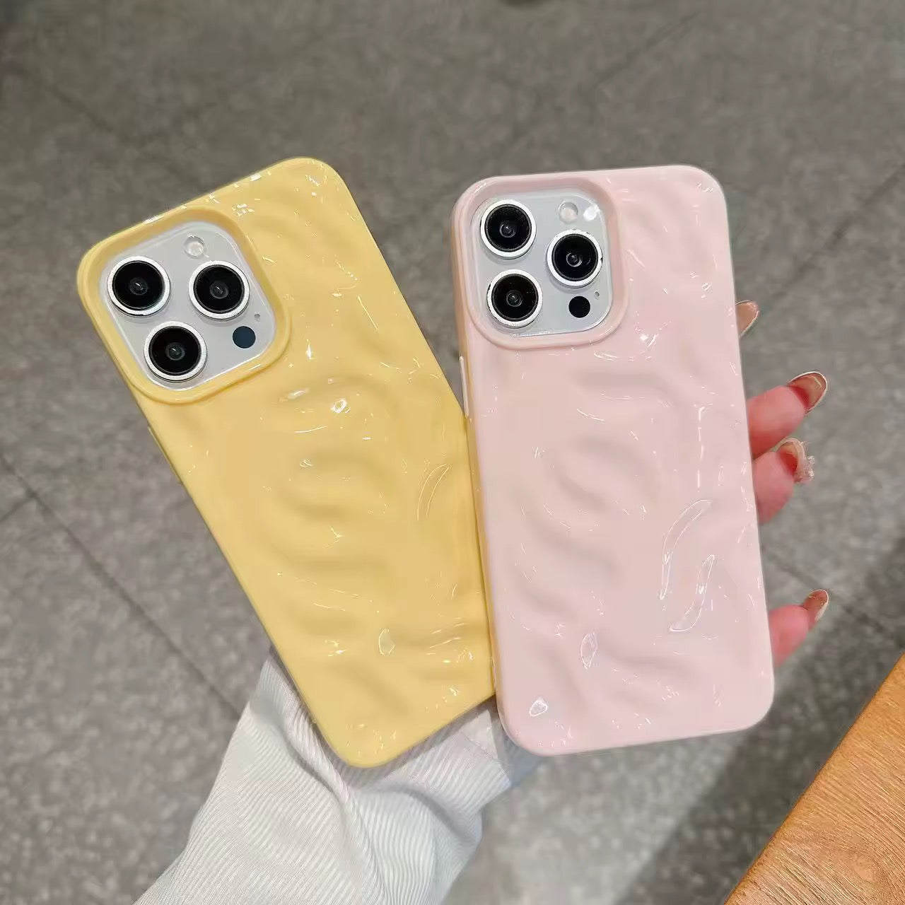 Coque iPhone en TPU 3D Anti-chute – Design Ondulation de l'Eau Couleurs Pastel
