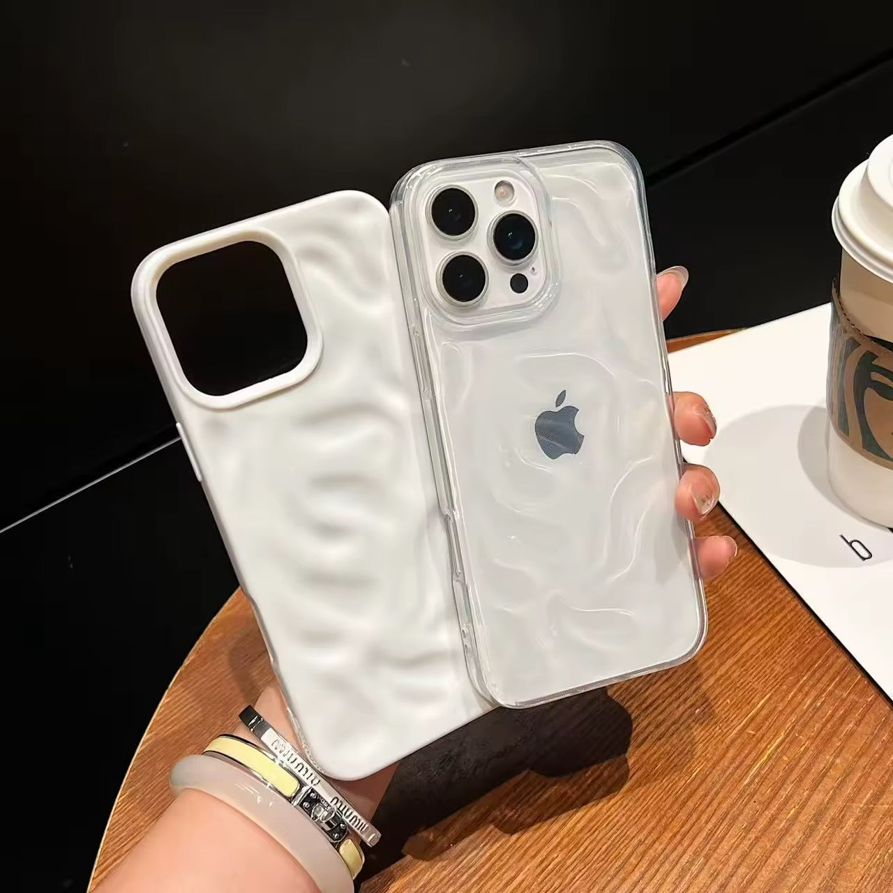 Coque iPhone en TPU 3D Anti-chute – Design Ondulation de l'Eau Couleurs Pastel