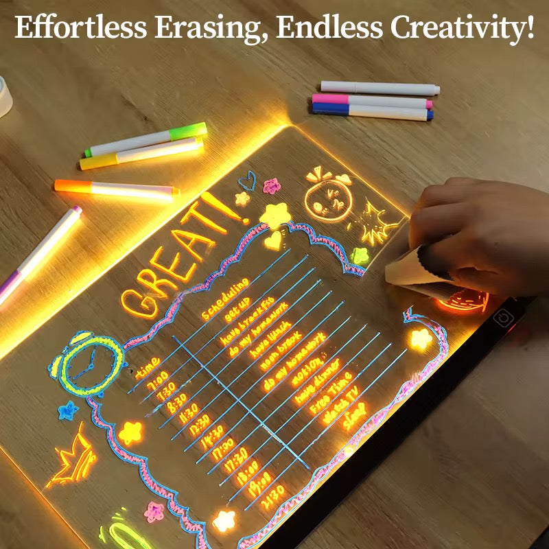 Tableau de Notes LED 3D – Veilleuse Personnalisable en Acrylique avec Feutre Effaçable