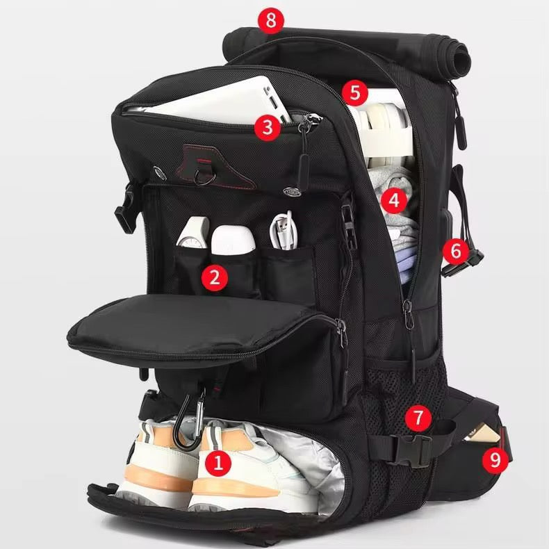 Sac à Dos de Voyage Multi-Compartiments avec Compartiment Chaussures