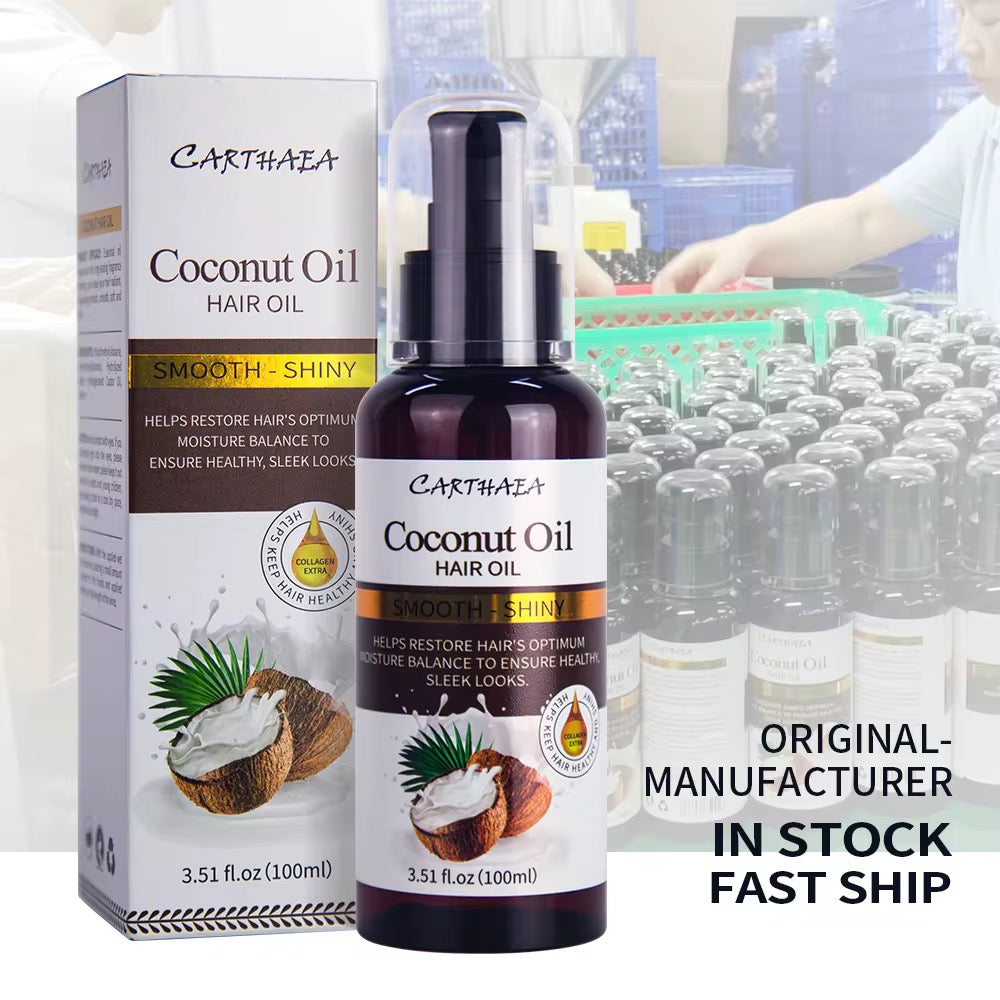 Sérum Capillaire Anti-Frisottis Carthaea – Huile de Coco Bio & Éclat Miroir