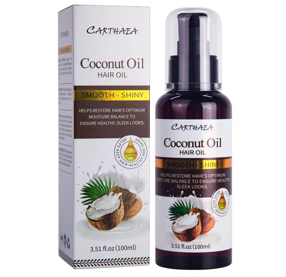 Sérum Capillaire Anti-Frisottis Carthaea – Huile de Coco Bio & Éclat Miroir