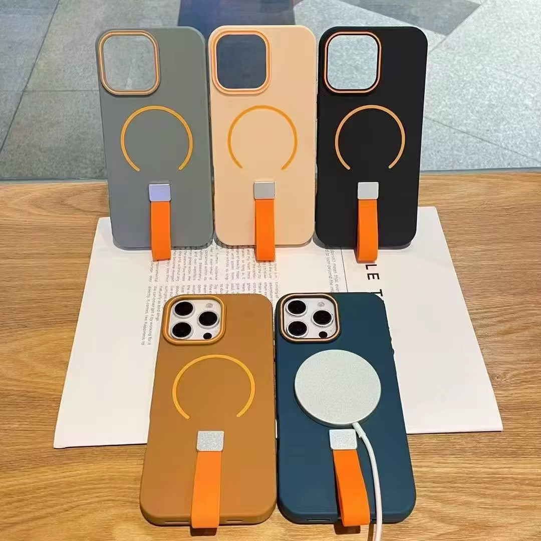 Coque Magnétique Magsafe pour iPhone avec Lanière Intégrée – Étui en TPU Givré Antichoc pour iPhone 11 à 17 Pro Max