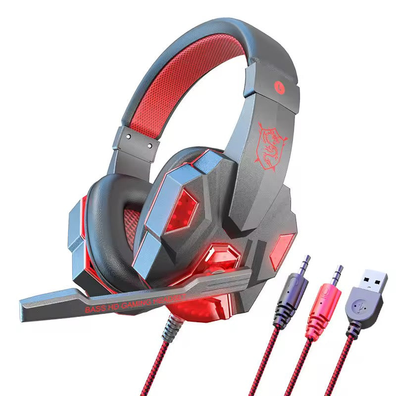 Casque Gaming Filaire ANC – Son Bass HD Immersif avec Micro & Éclairage LED Bleu