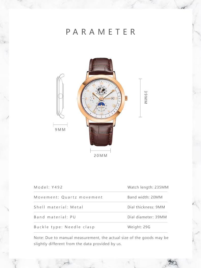 Men's Leather quartz watch Fenyi