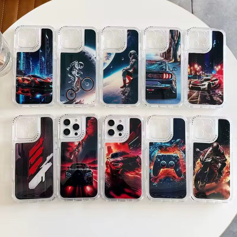 Protection iPhone Hybride TPU+PC – Design Personnalisé Époxy avec Protecteur Caméra