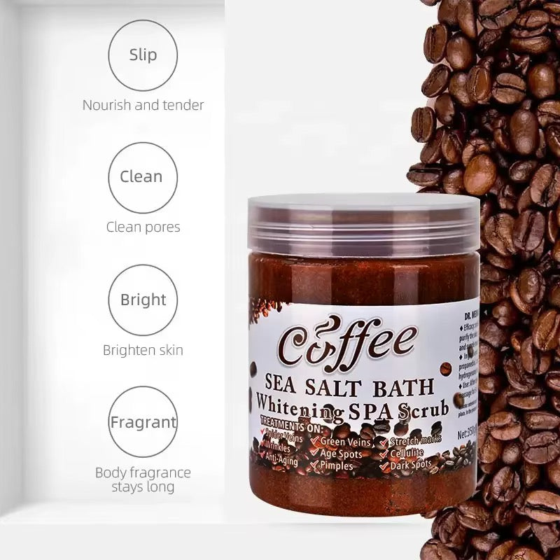 Désignation recommandée : Gommage Éclat au Café & Sel de Mer – Soin Spa Purifiant et Éclaircissant
