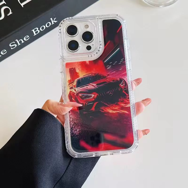 Protection iPhone Hybride TPU+PC – Design Personnalisé Époxy avec Protecteur Caméra