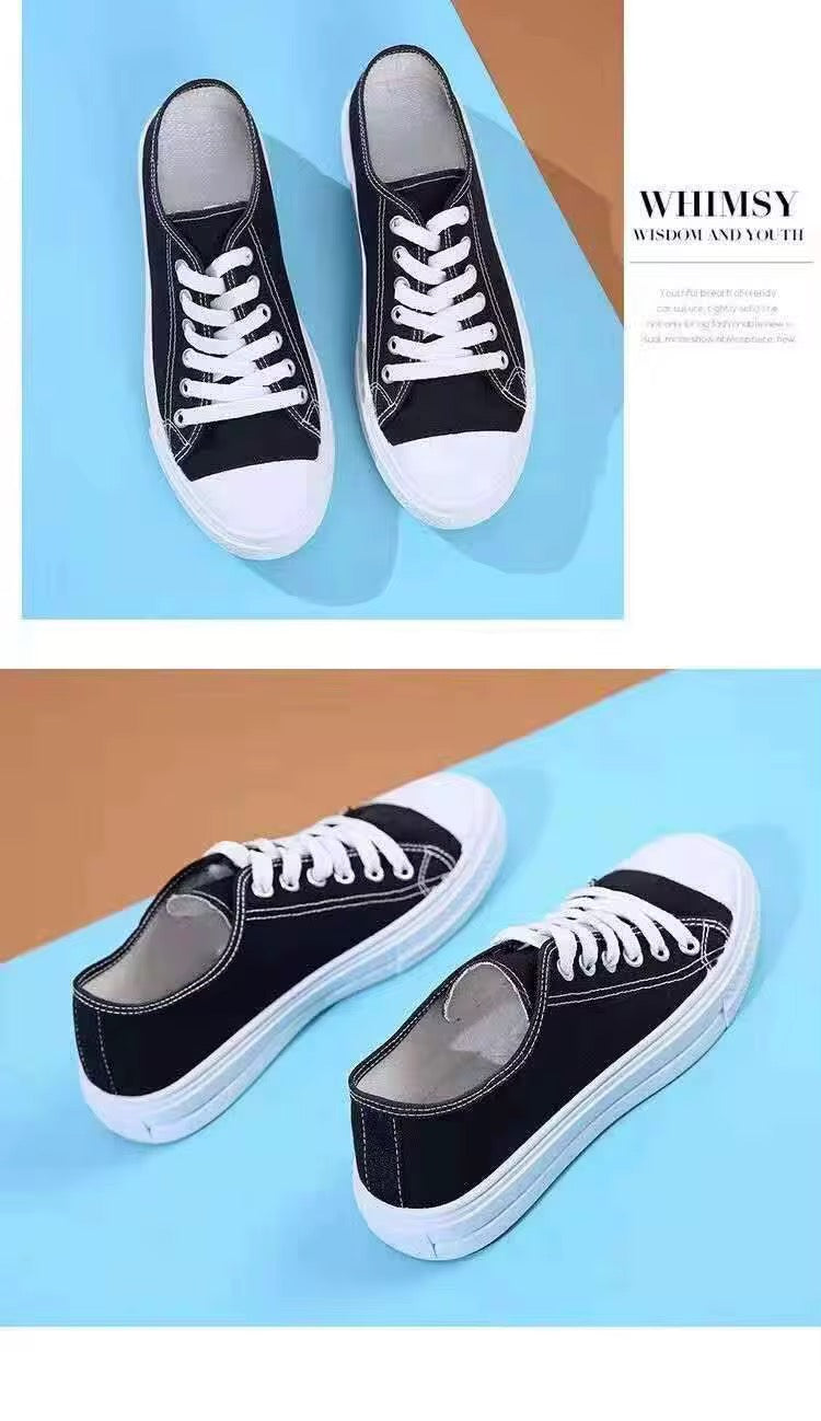 Sneakers Basses Décontractées – Toile Noire & Blanche, l'Essentiel Urbain