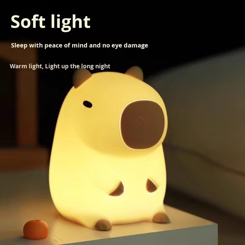 Veilleuse Capybara en Silicone Souple – Lampe LED Rechargeable Tactile pour Enfant & Déco Zen