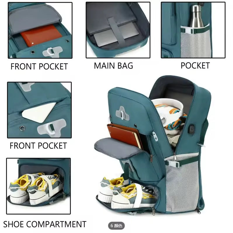 Sac à Dos de Voyage Multi-Compartiments avec Compartiment Chaussures