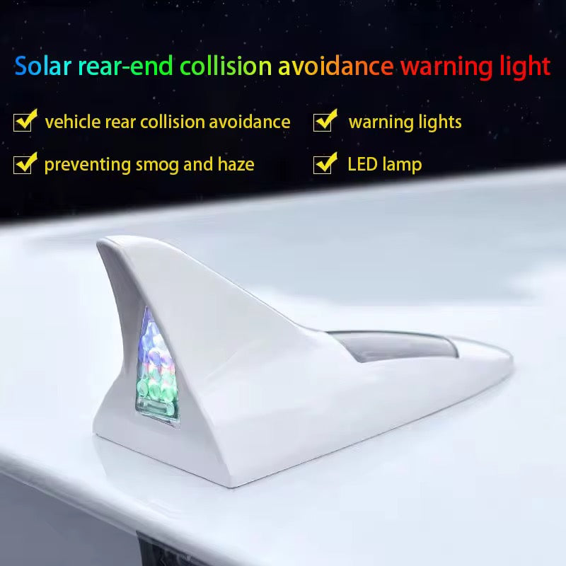 Antenne de Toit Aileron de Requin LED Solaire – Lumière de Signalisation Anti-Collision, 8 LED Multi-Couleurs, Étanche & Installation Sans Fil