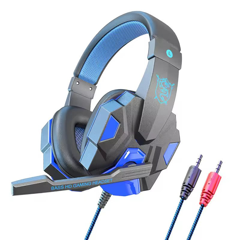 Casque Gaming Filaire ANC – Son Bass HD Immersif avec Micro & Éclairage LED Bleu