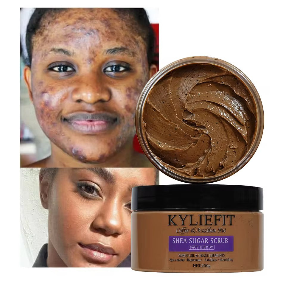 Gommage Corporel Éclaircissant au Café et Sucre – Exfoliant Vegan Multivitaminé "Kyliefit" pour Visage et Corps