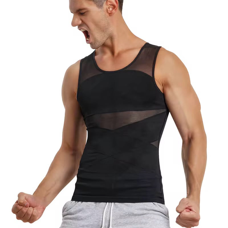 Gaine Amincissante Homme – Débardeur de Compression Ventre Plat & Soutien Dorsal Sans Couture