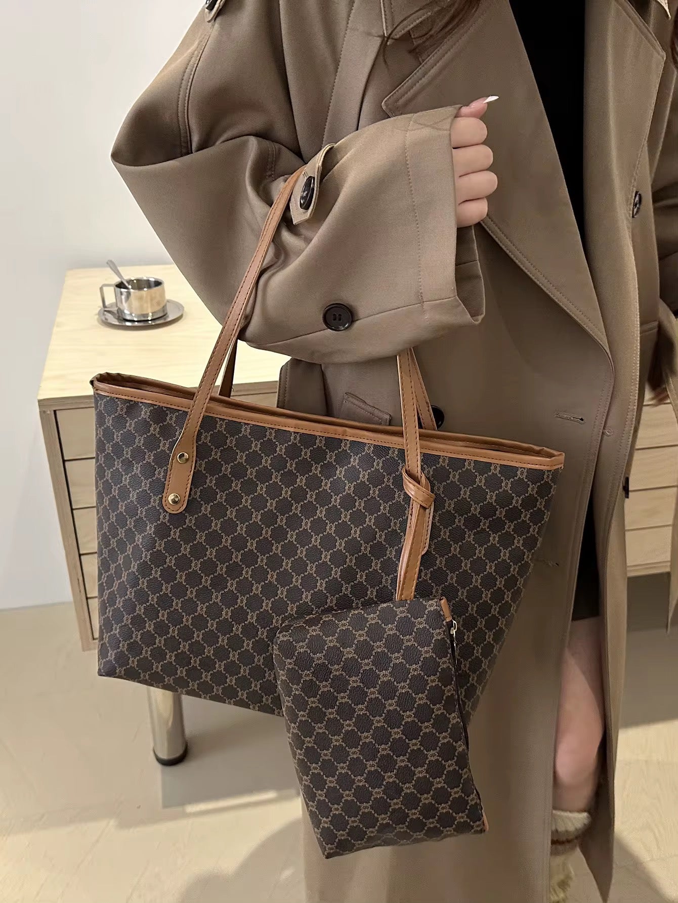 Ensemble Sac à Main "Elegance Retro" & Pochette Assortie