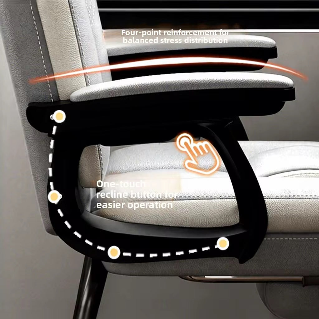 Chaise de Bureau Ergonomique Moderne – Fauteuil en Cuir PU Premium, Dossier Inclinable Grand Angle & Mousse Haute Résilience pour Télétravail et Bureau