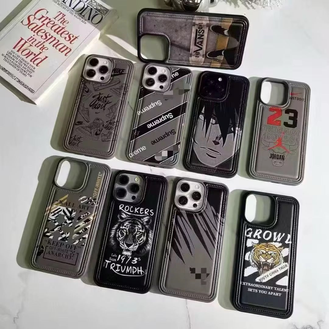 Coque mélanges des Style Streetwear UV – Étui Antichoc avec Logos Personnalisés (Nike, Jordan, Supreme) pour iPhone 11 à 16 Pro Max