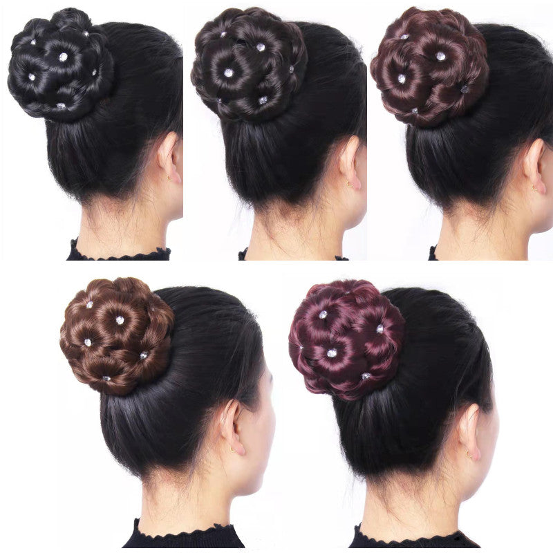 Diamant avec neuf fleurs saisir Clip perruque Bractée mariée cheveux accessoires avec peigne chignon tête Bractée cheveux chignon