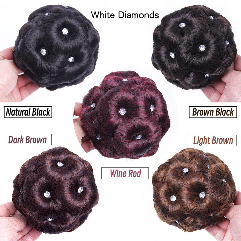 Diamant avec neuf fleurs saisir Clip perruque Bractée mariée cheveux accessoires avec peigne chignon tête Bractée cheveux chignon