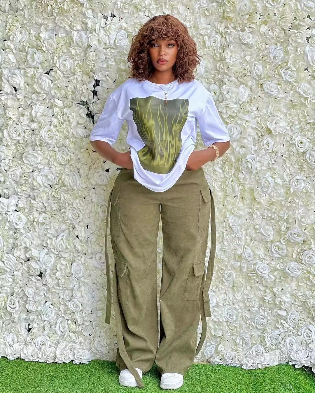 Ensemble "Urban Flame" – Duo T-Shirt Oversize et Pantalon Cargo à Lacets