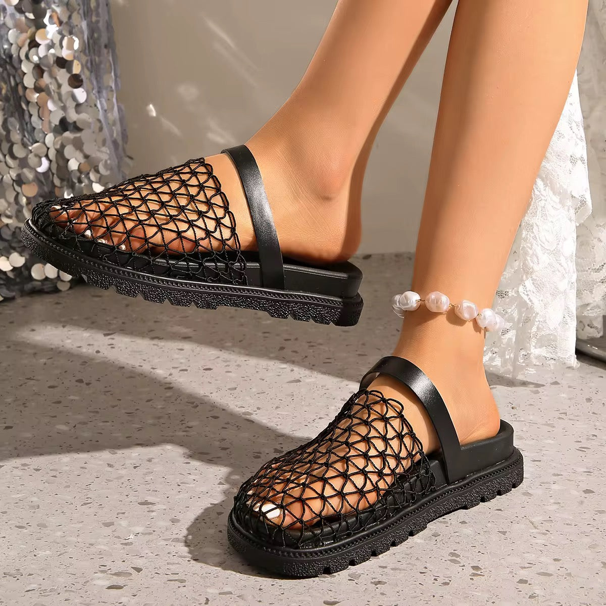 Sandales d'Été 2026 Femme – Chaussures en Maille Respirante à Bout Fermé