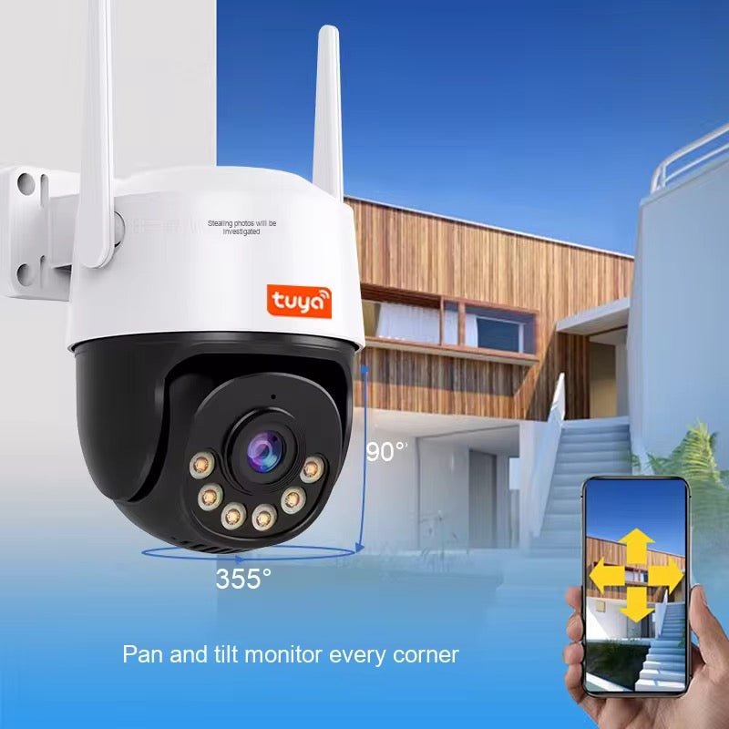 Caméra de Surveillance WiFi Tuya Smart Life 5MP – Extérieure, Vision Nocturne Couleur, Panoramique 360°, Interphone Bidirectionnel & Détection de Mouvement - HGL - CHINA