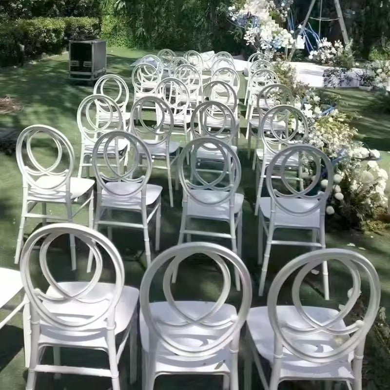 Chaise de Mariage Ovale Moderne en Résine Blanche – Dossier en O, Style Chic & Robuste pour Événements, Hôtels et Salle à Manger - HGL - CHINA